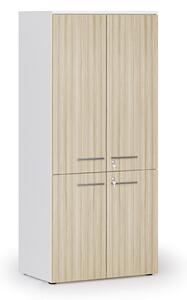 Szafa biurowa pół-drzwi PRIMO WHITE, 800 x 500 x 1781 mm, biały/dąb naturalny