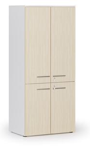 Szafa biurowa pół-drzwi PRIMO WHITE, 800 x 500 x 1781 mm, biały/brzoza