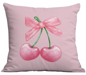 Poszewka na poduszkę CHERRIES 45x45 cm, różowa