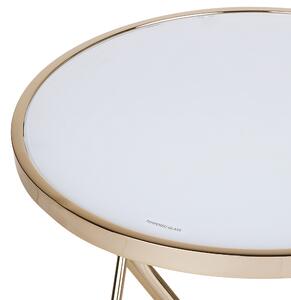 Stolik pomocniczy okrągły w stylu glamour biało-złoty Meridian II Beliani