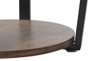 Stolik pomocniczy ciemne drewno z czarnym industrialny okrągły MDF 50 cm Orick Beliani