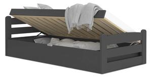 Łóżko młodzieżowe Victor 90x200 szare z materacem i pojemnikiem na pościel