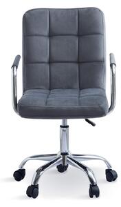 EMWOmeble Krzesło obrotowe welurowe HARIS (DC-6096H) / szary #20