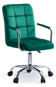 EMWOmeble Krzesło obrotowe welurowe HARIS (DC-6096H) / zielone #56
