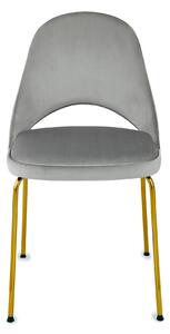Krzesło Costa Steel Gold, do salonu, do jadalni, tapicerowane, na metalowych złotych nóżkach, szare