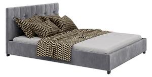 Łóżko 140x200 Tapicerowane Modena + Pojemnik Welur Ciemno Szare (Outlet K-161)