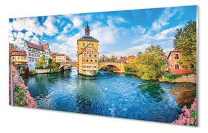 Obraz na szkle Niemcy Rzeka mosty stare miasto