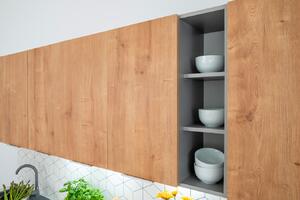 Górna szafka kuchenna z otwartymi półkami dąb - Zarus 27X 60 cm