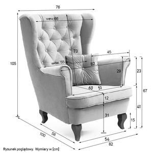 MebleMWM Fotel USZAK 4 z podnóżkiem | Kolor do wyboru