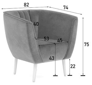 MebleMWM Fotel na drewnianych nogach PAS skandynawski | Monolith | Kolor do wyboru