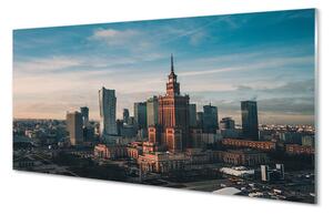 Obraz na szkle Warszawa Wieżowce panorama wschód słońca