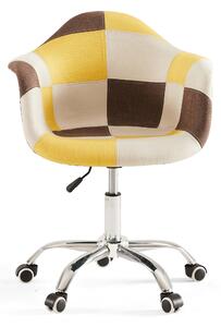 MebleMWM Krzesło obrotowe do biurka ART105C żółty patchwork