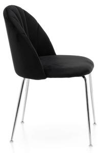 Krzesło muszelka ze srebrnymi nogami, czarny welur DC-2139