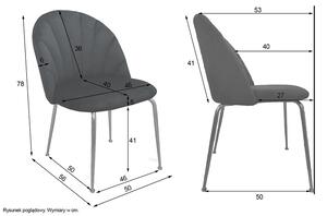 Krzesło muszelka ze srebrnymi nogami, czarny welur DC-2139