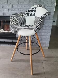 Krzesło Tapicerowane Hoker Patchwork Big 039A Czarno-Biały Dostawa 0Zł
