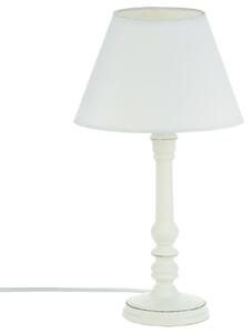 Lampa stojąca w stylu vintage z drewnianą podstawką