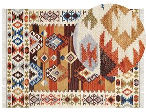 Dywan prostokątny w stylu boho 160 x 230 cm wełniany kilim wielokolorowy Vosketap Beliani