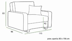 Sofa Fotel Rozkładany Z Funkcją Spania Lux 1 - Kolory I Tkaniny Do Wyboru
