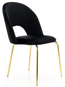 Krzesło Glamour czarne KC-903-2 / welur, złote nogi chromowane
