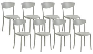 Minimalistyczny zestaw 8 krzeseł do ogrodu jadalniane plastik jasnoszary Vieste Beliani