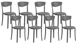 Minimalistyczny zestaw 8 krzeseł do ogrodu jadalniane plastik ciemnoszary Vieste Beliani