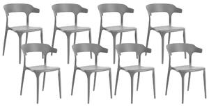 Minimalistyczny zestaw 8 krzeseł do ogrodu jadalniane plastik ciemnoszare Gubbio Beliani