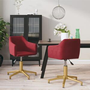 Obrotowe krzesła stołowe, 2 szt., winna czerwień, aksamitem