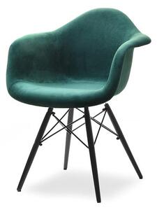 Designerskie krzesło welurowe z oparciem mpa wood tap zielony