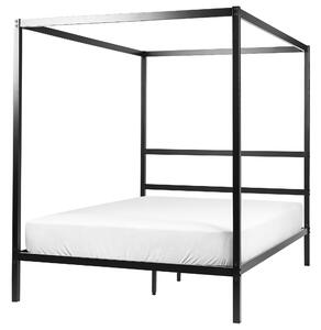 Nowoczesne łóżko 140 x 200 cm z baldachimem metalowe czarne Lestards Beliani