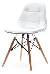 Krzesło tapicerowane ekoskórą mpc wood tap białe