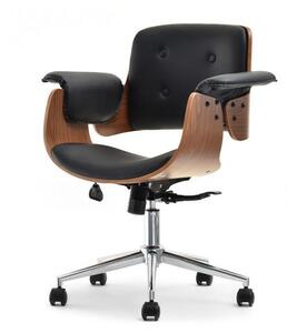 Fotel biurowy obrotowy z drewna i skóry duck
