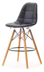 Designerskie Krzesło Barowe Na Drewnianych Nogach Eps Wood Tap 1 Czarne-Buk