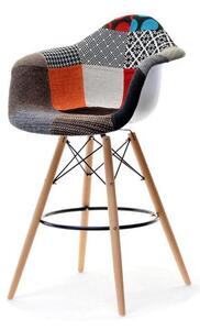Nowoczesne krzesło barowe do lokalu z obiciem eps wood tap 2 patchwork-buk