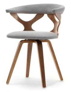Ażurowe krzesło orotowe drewniane gięte do salonu bonito orzech-szary