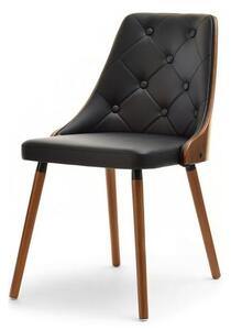 Pikowane krzesło ze skóry ekologicznej do jadalni magnum orzech czarny