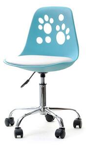 Fotel Biurowy Dziecięcy Obrotowy Krzesło Do Biurka Dla Dziecka Foot Niebiesko-Białe