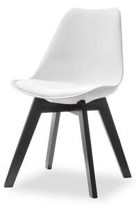 Białe krzesło nowoczesne do kuchni tapicerowane bez podłokietników luis wood biały