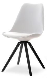 Nowoczesne Białe Obrotowe Krzesło Do Jadalni Z Tworzywa Luis Rot Biało-Czarne