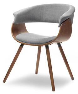 Drewniane szare krzesło z podłokietnikami tapicerowane do jadalni elina szary-orzech
