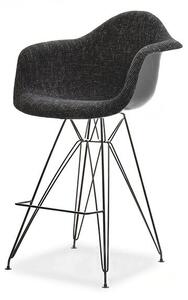 Designerskie krzesło barowe hoker z oparciem tapicerowane eps rod 2 czarny