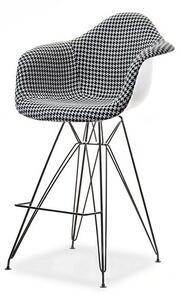 Designerskie krzesło barowe tapicerowane z podłokietnikami eps pepitka-czarny metal