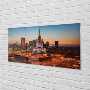 Obraz na szkle Warszawa Wieżowce noc panorama