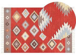 Dywan bawełniany kilim geometryczny wzór 200 x 300 cm wielokolorowy chodnik Lorut Beliani