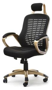 Ergonomiczny fotel biurowy elegancki rind złoty satyna i czarny mesh