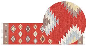 Dywan bawełniany kilim geometryczny wzór 80 x 300 cm wielokolorowy chodnik Lorut Beliani