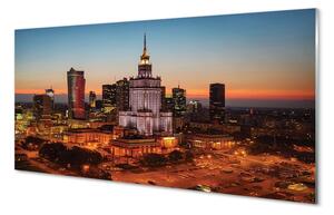 Obraz na szkle Warszawa Wieżowce noc panorama