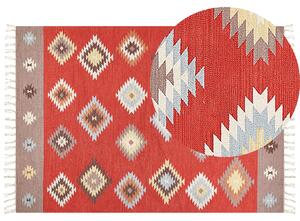 Dywan bawełniany kilim geometryczny wzór 160 x 230 cm wielokolorowy chodnik Lorut Beliani