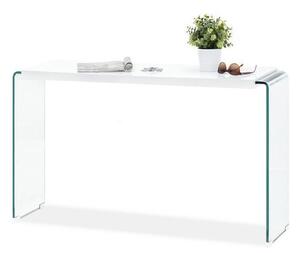 Stylowa konsola klir biały połysk biurko ze szkła giętego