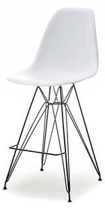 Krzesło barowe eps rod 1 biały hoker z tworzywa na czarnej nodze z drutu