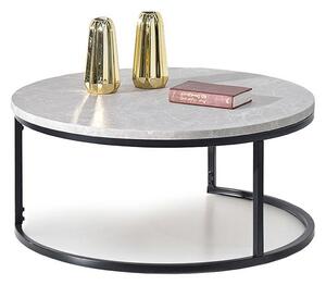 Designerski duży stolik kawowy kodia xl szary marmur na czarnej nodze ze stali